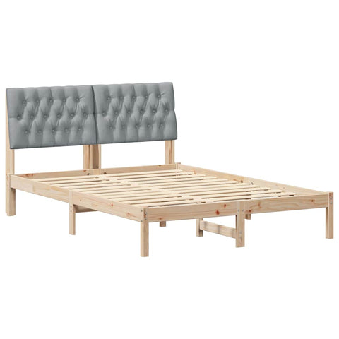 vidaXL Bed Frame Light Grey 140 x 190 cm Solid Pine Wood