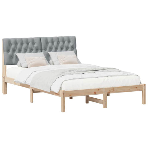 vidaXL Bed Frame Light Grey 140 x 190 cm Solid Pine Wood