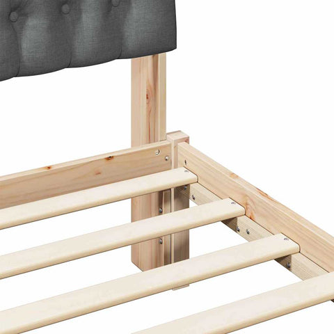 vidaXL Bed Frame with Headboard Dark Grey 140 x 190 cm Solid Pine Wood