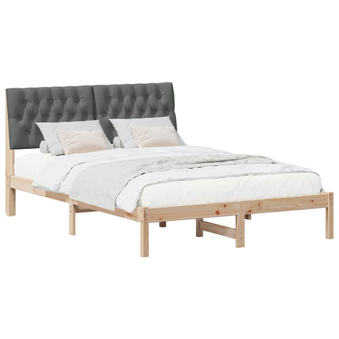vidaXL Bed Frame with Headboard Dark Grey 140 x 190 cm Solid Pine Wood