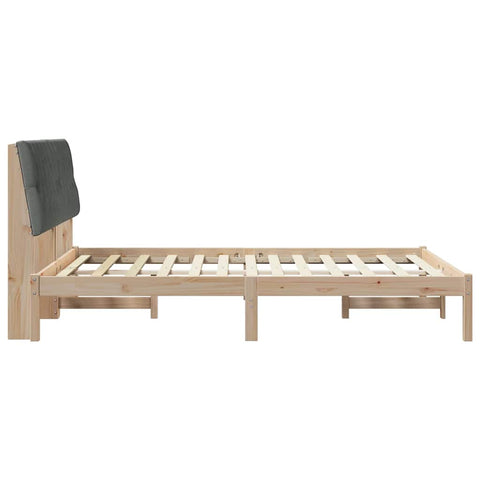 vidaXL Bed Frame with Headboard Dark Grey 140 x 190 cm Solid Pine Wood
