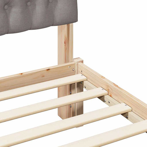 vidaXL Bed Frame with Headboard Taupe 140 x 190 cm Solid Pine Wood