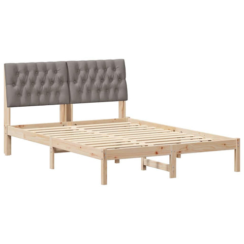 vidaXL Bed Frame with Headboard Taupe 140 x 190 cm Solid Pine Wood