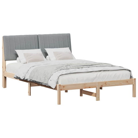 vidaXL Bed Frame Light Grey 140 x 200 cm Solid Pine Wood