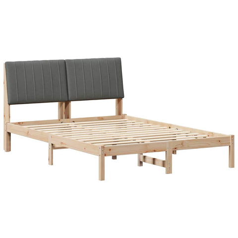 vidaXL Bed Frame with Headboard Dark Grey 140 x 200 cm Solid Pine Wood