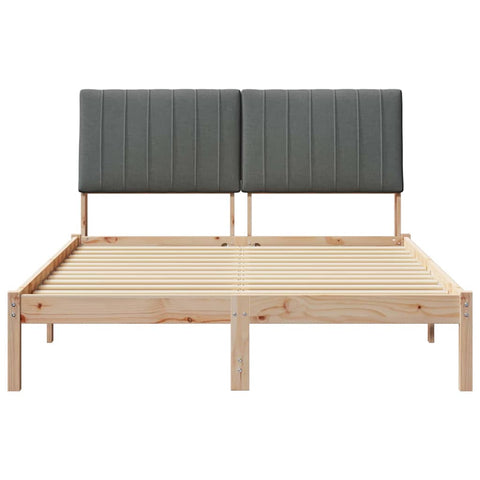vidaXL Bed Frame with Headboard Dark Grey 140 x 200 cm Solid Pine Wood