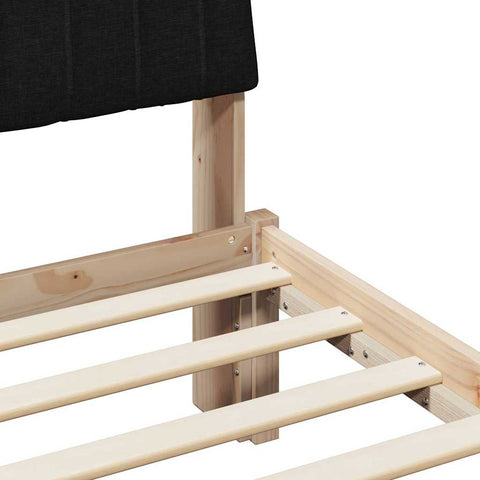 vidaXL Bed Frame with Headboard Black 140 x 200 cm Solid Pine Wood