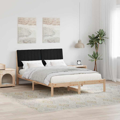 vidaXL Bed Frame with Headboard Black 140 x 200 cm Solid Pine Wood