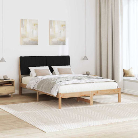 vidaXL Bed Frame with Headboard Black 140 x 200 cm Solid Pine Wood