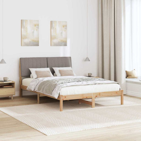 vidaXL Bed Frame with Headboard Taupe 140 x 200 cm Solid Pine Wood