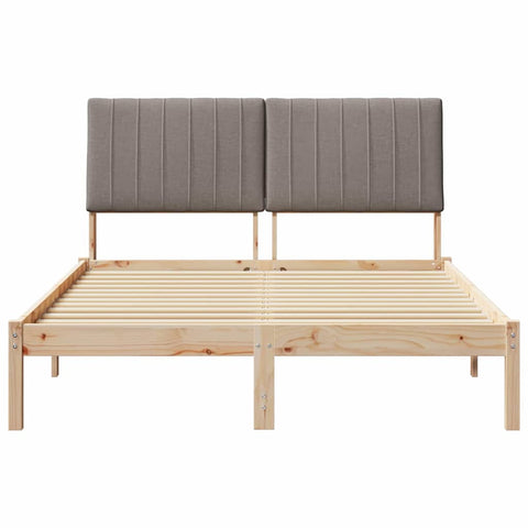 vidaXL Bed Frame with Headboard Taupe 140 x 200 cm Solid Pine Wood