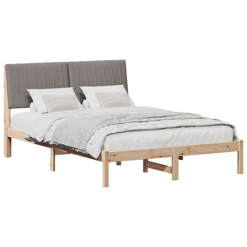 vidaXL Bed Frame with Headboard Taupe 140 x 200 cm Solid Pine Wood