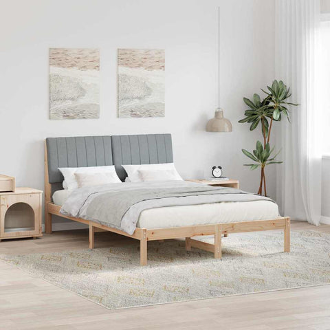 vidaXL Bed Frame Light Grey 140 x 190 cm Solid Pine Wood