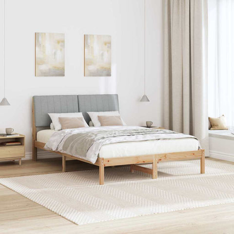 vidaXL Bed Frame Light Grey 140 x 190 cm Solid Pine Wood