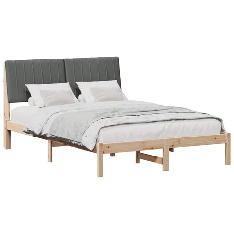 vidaXL Bed Frame with Headboard Dark Grey 140 x 190 cm Solid Pine Wood