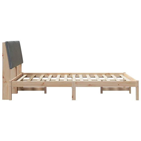 vidaXL Bed Frame with Headboard Dark Grey 140 x 190 cm Solid Pine Wood