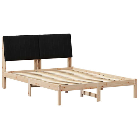 vidaXL Bed Frame with Headboard Black 140 x 190 cm Solid Pine Wood