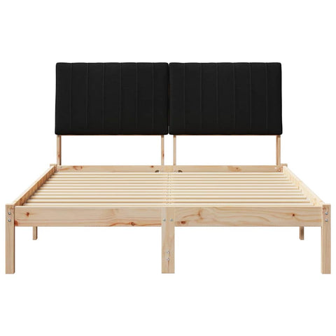 vidaXL Bed Frame with Headboard Black 140 x 190 cm Solid Pine Wood