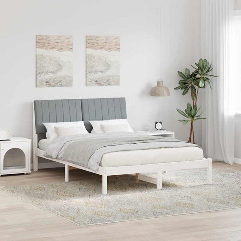 vidaXL Bed Frame Light Grey 140 x 190 cm Solid Pine Wood