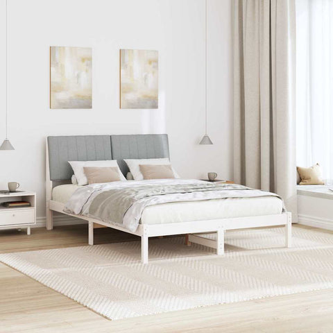 vidaXL Bed Frame Light Grey 140 x 190 cm Solid Pine Wood