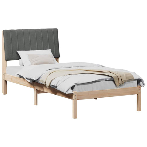 vidaXL Bed Frame with Headboard Brown 90 x 190 cm Solid Pine Wood