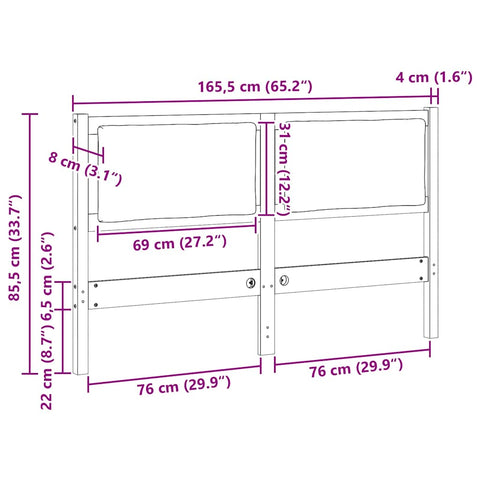 vidaXL Headboard Other Brown 160 cm Solid pine wood