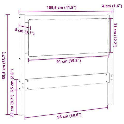 vidaXL Headboard Other Brown 100 cm Solid pine wood
