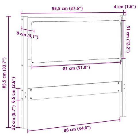 vidaXL Headboard Other Brown 90 cm Solid pine wood