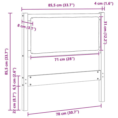 vidaXL Headboard Other Brown 80 cm Solid pine wood