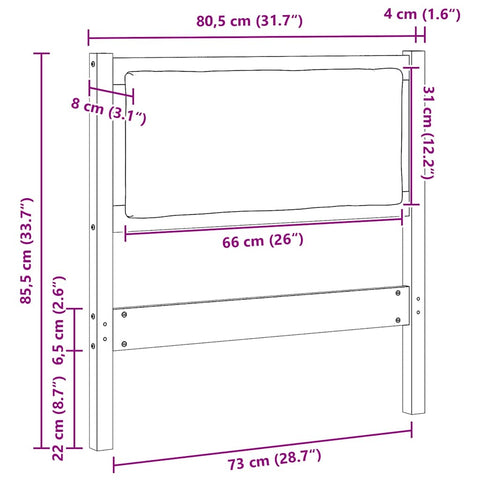 vidaXL Headboard Other Brown 75 cm Solid pine wood