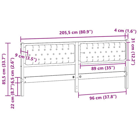 vidaXL Headboard Other Brown and dark grey 200 cm Solid pine wood