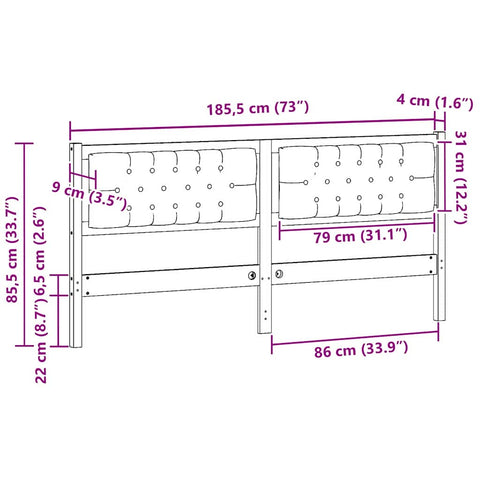 vidaXL Headboard Other White and light grey 160 cm Solid pine wood