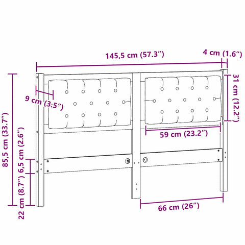 vidaXL Headboard Other Brown and light grey 140 cm Solid pine wood