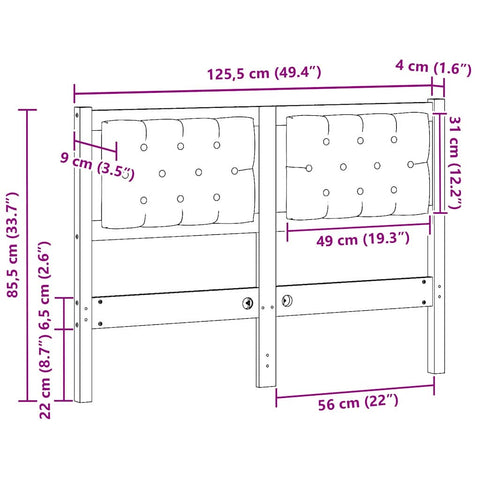vidaXL Headboard Other White and light grey 120 cm Solid pine wood