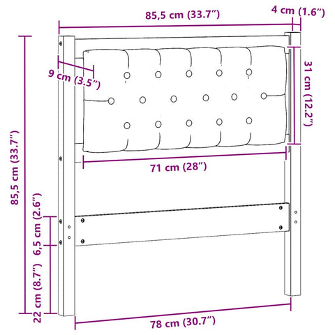 vidaXL Headboard Other White and light grey 80 cm Solid pine wood