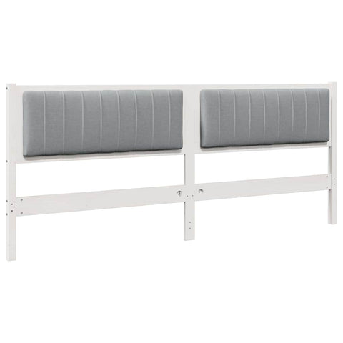 vidaXL Upholstered Headboard White 200 cm Solid Pine Wood