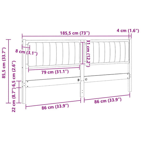 vidaXL Upholstered Headboard White 180 cm Solid Pine Wood
