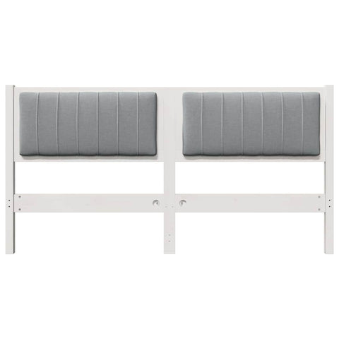vidaXL Upholstered Headboard White 160 cm Solid Pine Wood