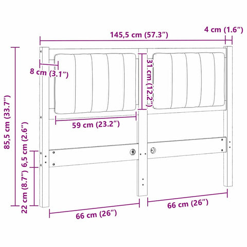 vidaXL Upholstered Headboard White 120 cm Solid Pine Wood