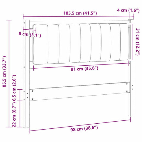 vidaXL Upholstered Headboard Brown 100 cm Solid Pine Wood
