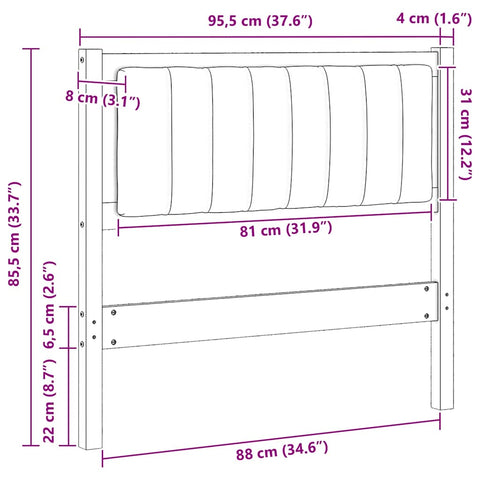 vidaXL Upholstered Headboard Brown 90 cm Solid Pine Wood