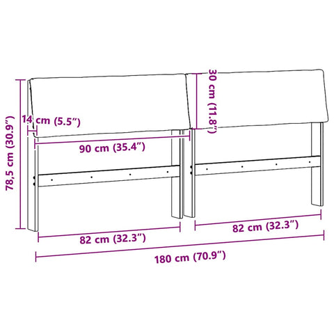 vidaXL Upholstered Headboard Light Grey 180 cm Solid Pine Wood