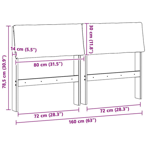 vidaXL Upholstered Headboard Dark Grey 160 cm Solid Pine Wood