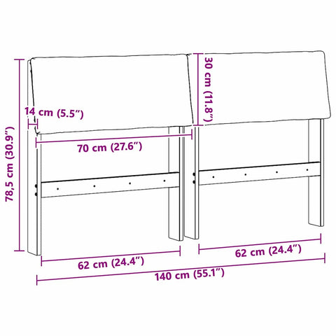 vidaXL Upholstered Headboard Black 140 cm Solid Pine Wood