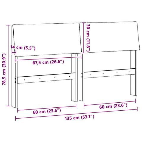 vidaXL Upholstered Headboard Taupe 135 cm Solid Pine Wood