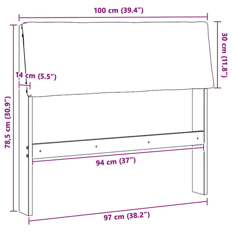 vidaXL Upholstered Headboard Taupe 100 cm Solid Pine Wood