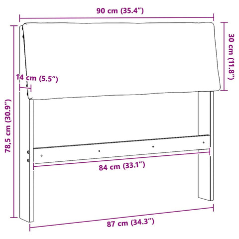 vidaXL Upholstered Headboard Light Grey 90 cm Solid Pine Wood