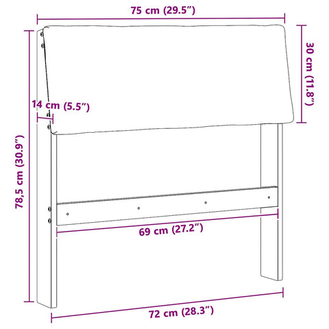 vidaXL Upholstered Headboard Dark Grey 75 cm Solid Pine Wood