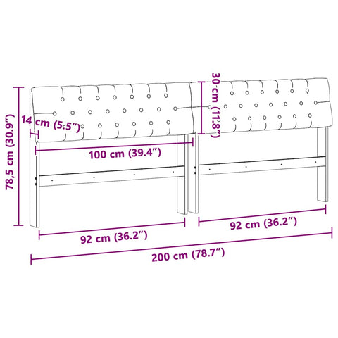 vidaXL Upholstered Headboard Dark Grey 200 cm Solid Pine Wood
