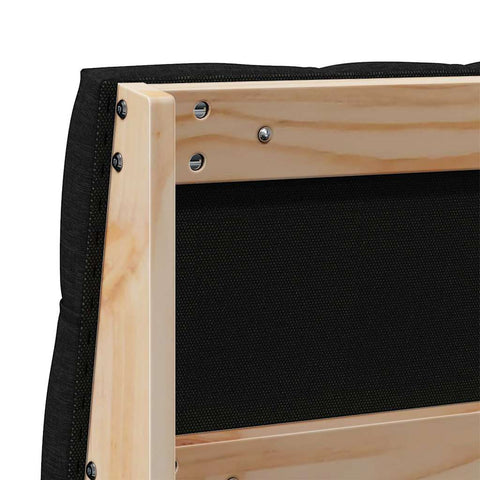 vidaXL Upholstered Headboard Black 200 cm Solid Pine Wood